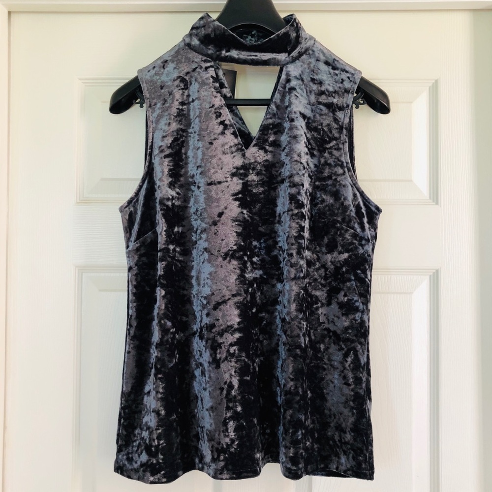 Jones NY Pewter Velvet Sleeveless Top